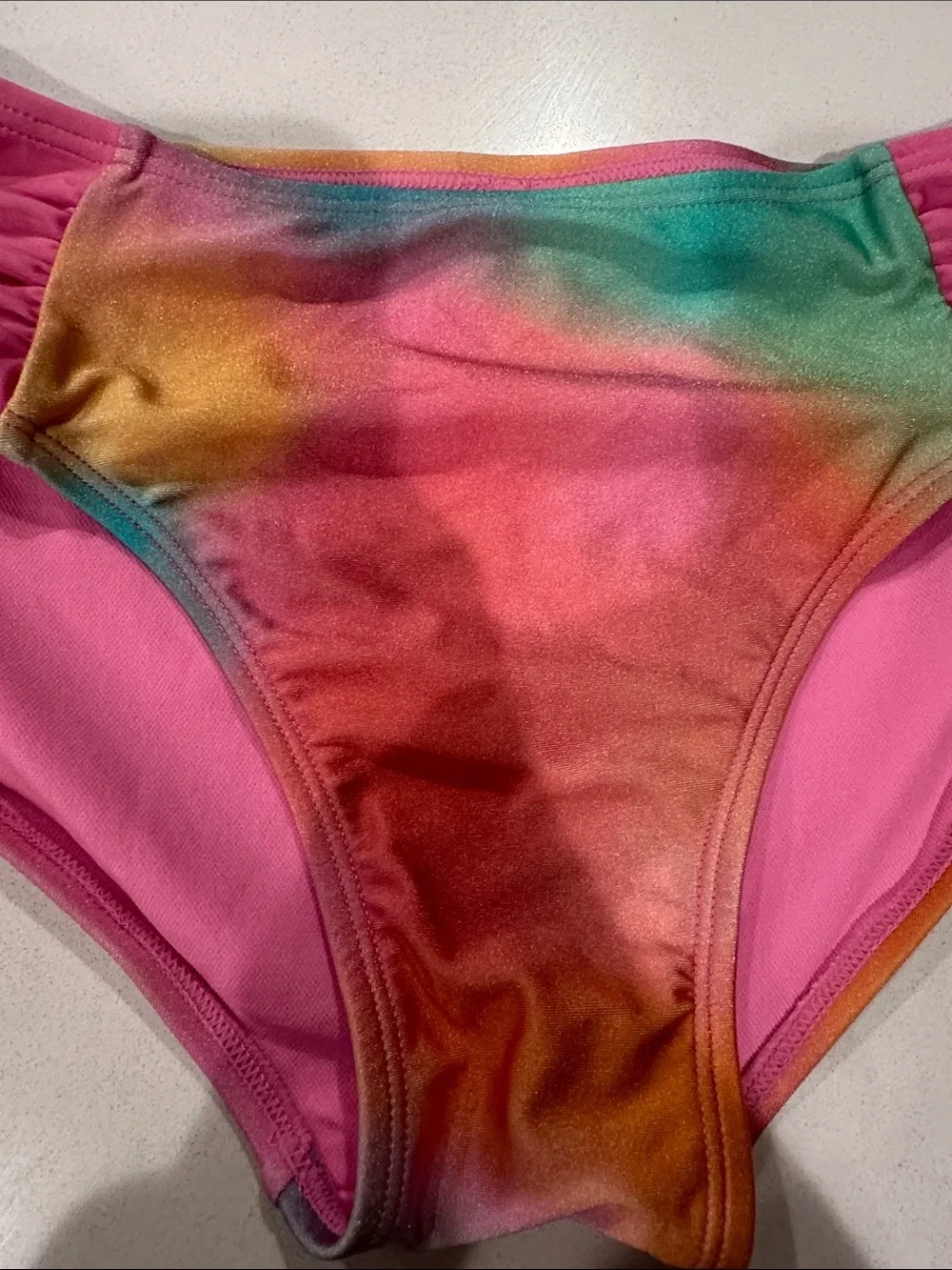Cat & Jack Pink Multi Rainbow Tie-Dye Girls Bikini Set